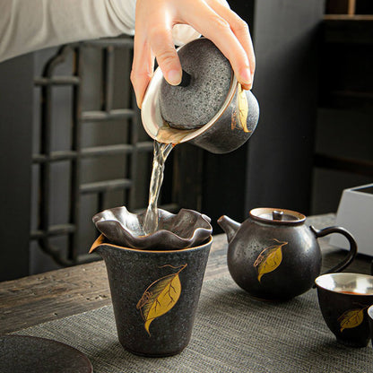 NEW! Iron Rust Glazed & Silver-Lined Porcelain Tea Set