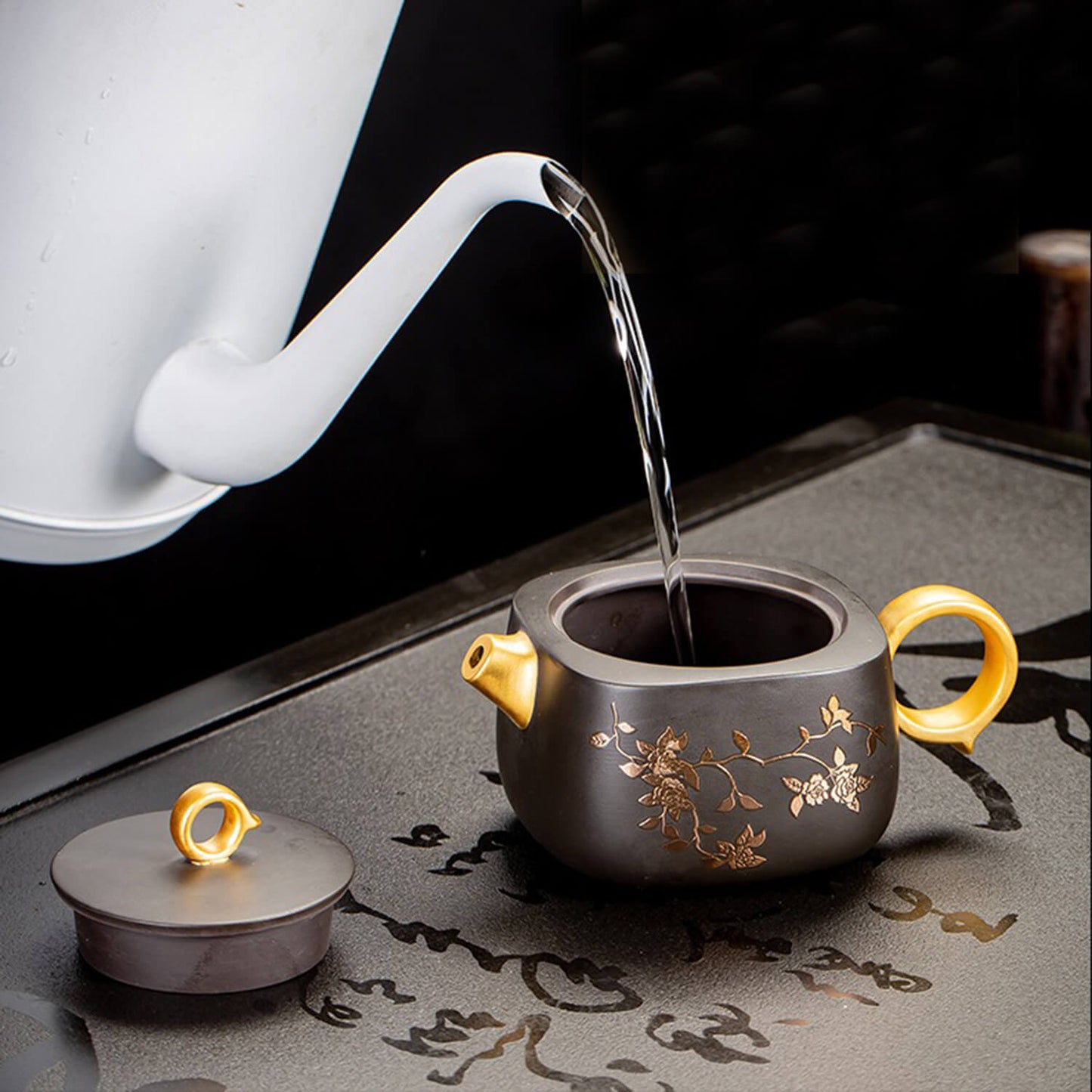 NEW! Purple Clay 24K Gold-Lined Tea Set