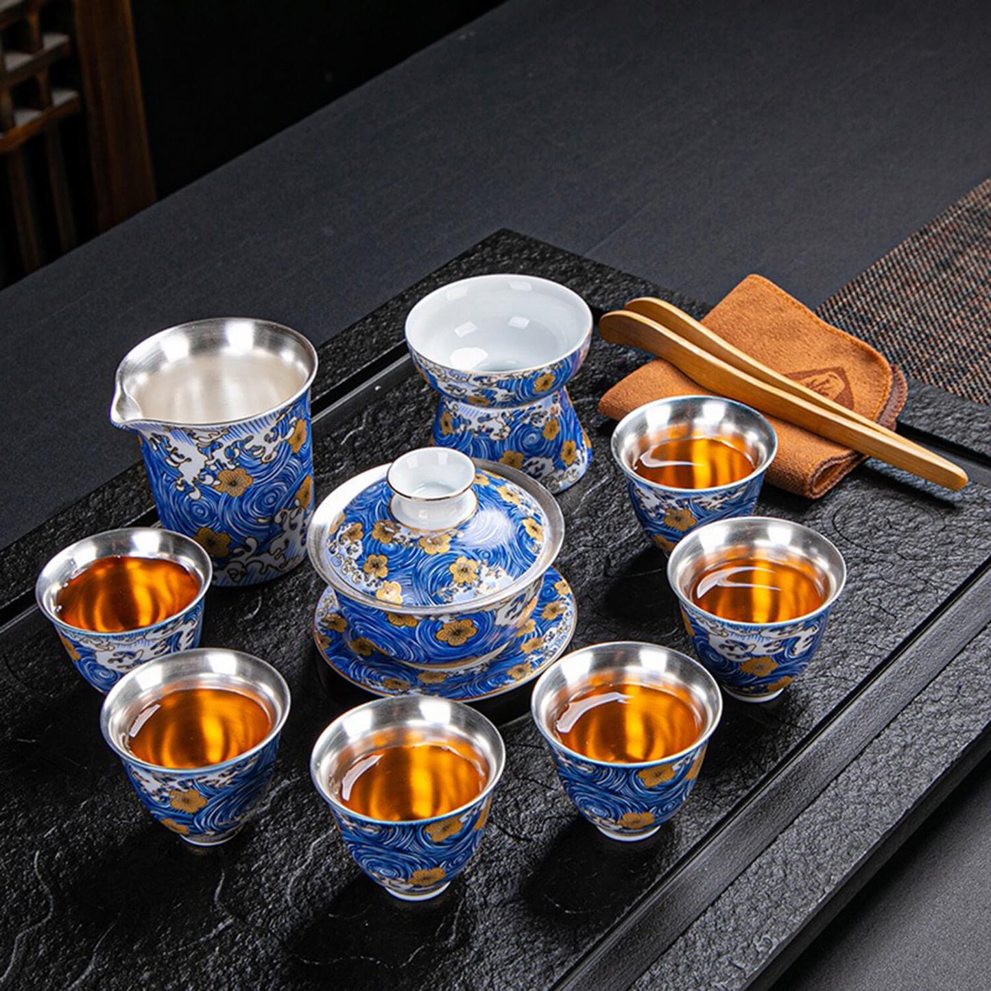 NEW! Silver-lined Tea Set: Sea Blossoms