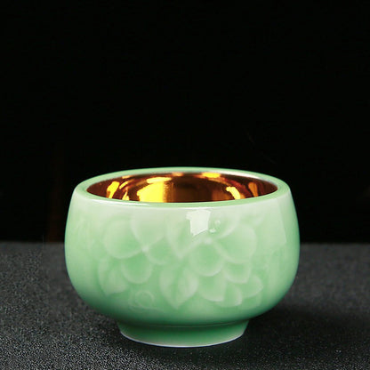 Longquan Celadon 24k Gold-lined Teacup