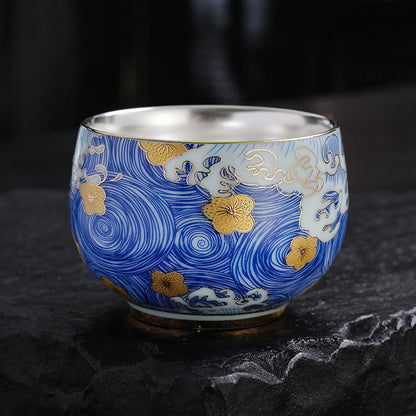 Sea Blossoms Silver-Lined Porcelain Teacup