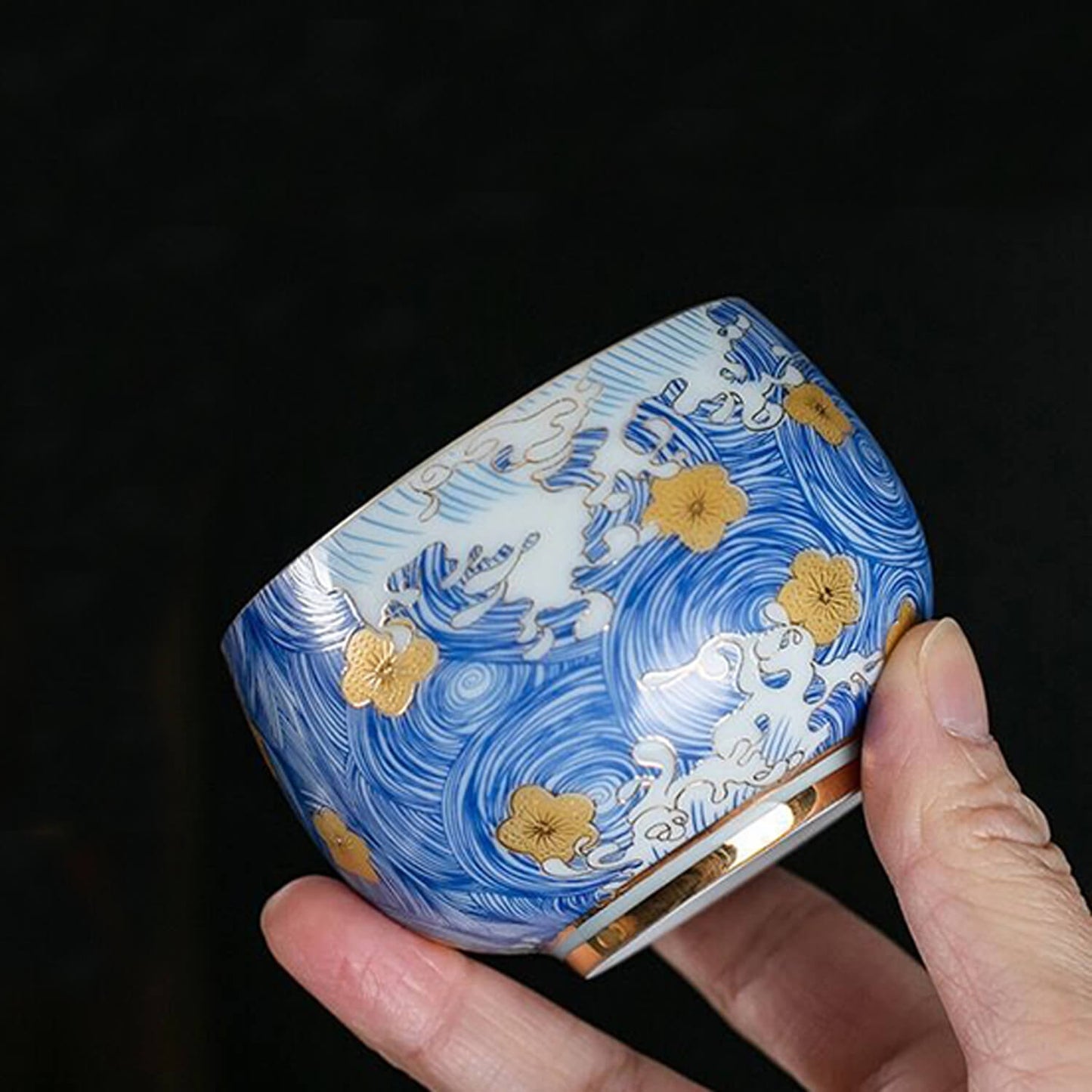 Sea Blossoms Silver-Lined Porcelain Teacup